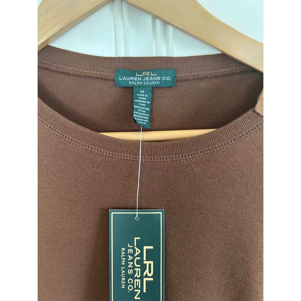 Lauren Ralph Lauren Brown  Heritage Old Money Academia Long Sleeve Top Suede M - Picture 2 of 9